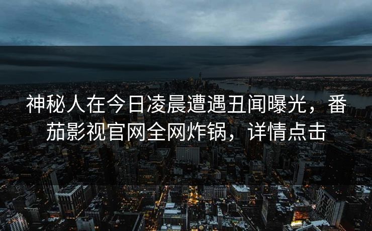 神秘人在今日凌晨遭遇丑闻曝光，番茄影视官网全网炸锅，详情点击