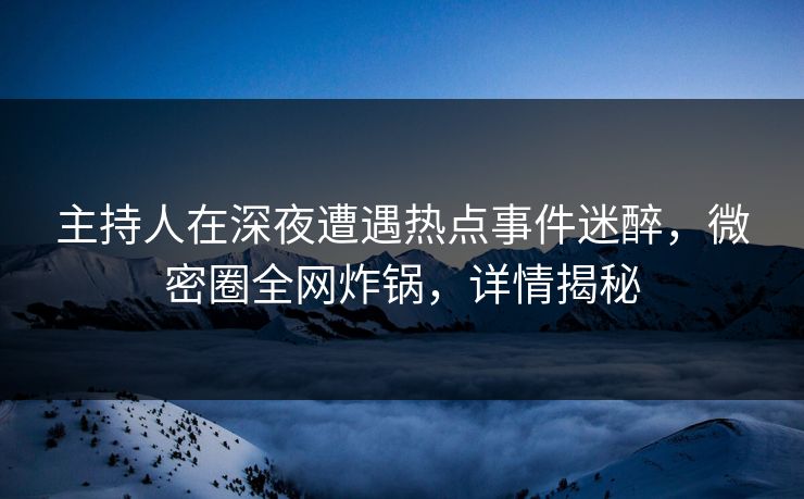 主持人在深夜遭遇热点事件迷醉，微密圈全网炸锅，详情揭秘