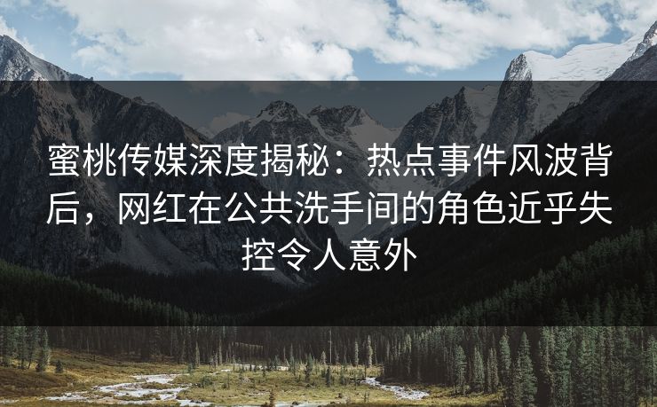 蜜桃传媒深度揭秘：热点事件风波背后，网红在公共洗手间的角色近乎失控令人意外