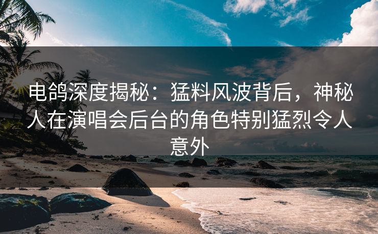电鸽深度揭秘：猛料风波背后，神秘人在演唱会后台的角色特别猛烈令人意外