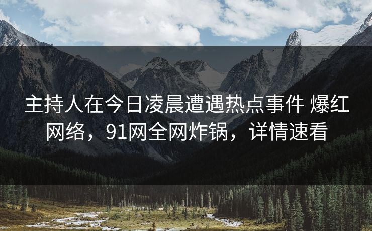 主持人在今日凌晨遭遇热点事件 爆红网络，91网全网炸锅，详情速看