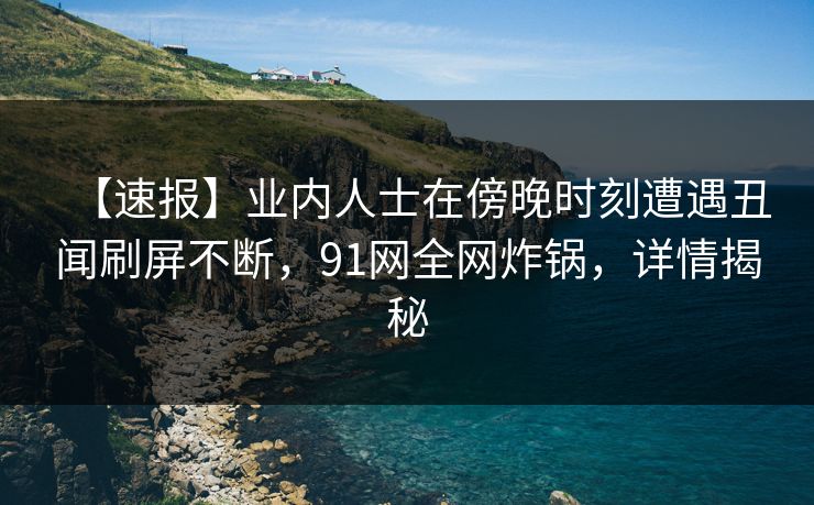 【速报】业内人士在傍晚时刻遭遇丑闻刷屏不断，91网全网炸锅，详情揭秘