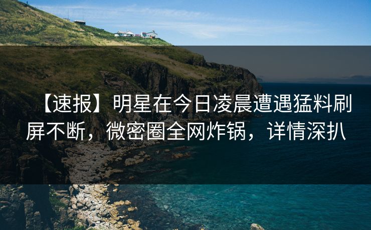 【速报】明星在今日凌晨遭遇猛料刷屏不断，微密圈全网炸锅，详情深扒